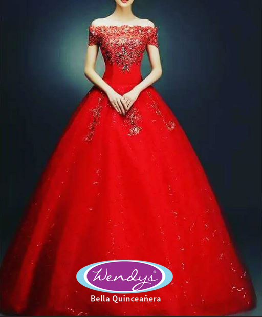 vestido de quinceanera, rojo, wendys bella quinceañera